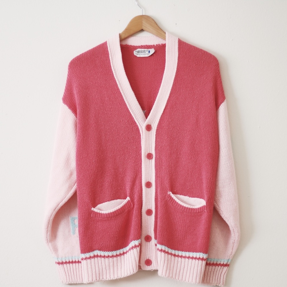 VINTAGE BUBBLE GUM PINK CARDIGAN